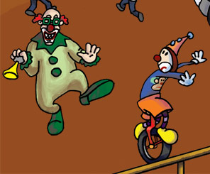 Scary Clown chasing Kristen from Traveling Circus